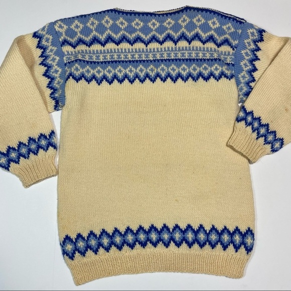 Vtg Handmade Norway Fair Isle Pullover Sweater Size S/M 60s - Picture 1 of 8